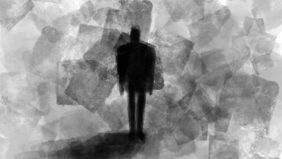svart-vit bild på en man. illustration